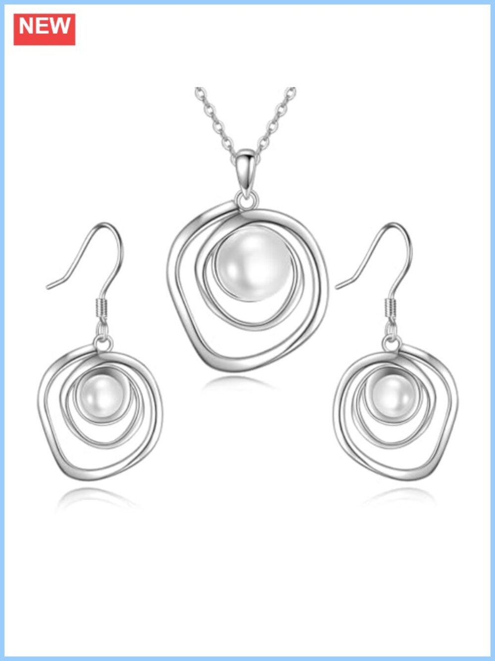 925 Sterling Silver Freshwater Pearl Earrings Necklace Set Jewelry Gift for